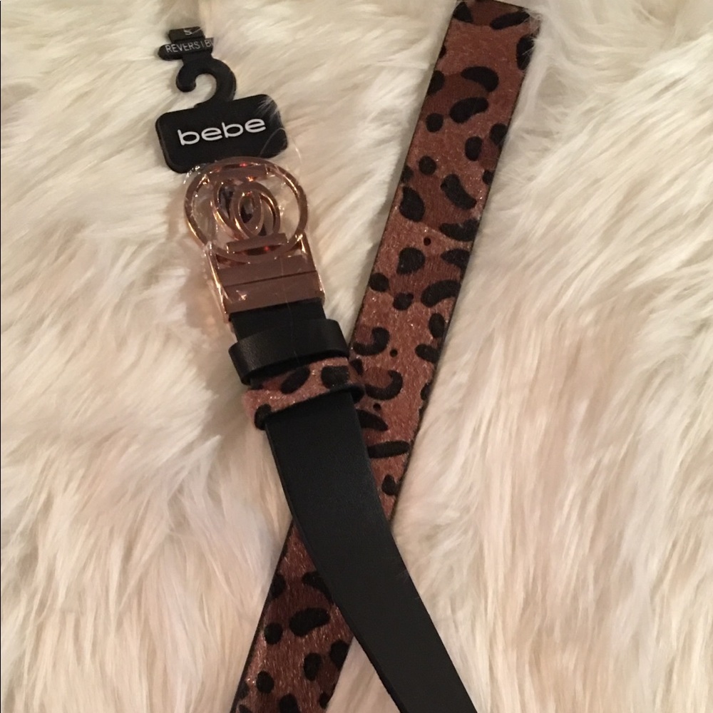 ❌SOLD❌Bebe Logo Reversible Belt Leopard Print - Picture 1 of 6